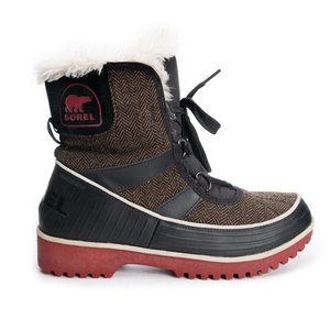 SOREL Tivoli Herringbone Brown waterproof Ankle Lace Up Boot size 9